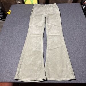 Forever 21 Womens Mid Rise Flare Corduroy Pants Size S Green Boho Retro Y2K